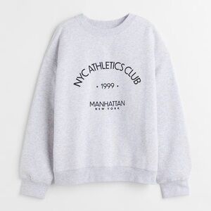 H&M NYC Athletics Club Graphic Sweatshirt Gray Crewneck Size Small